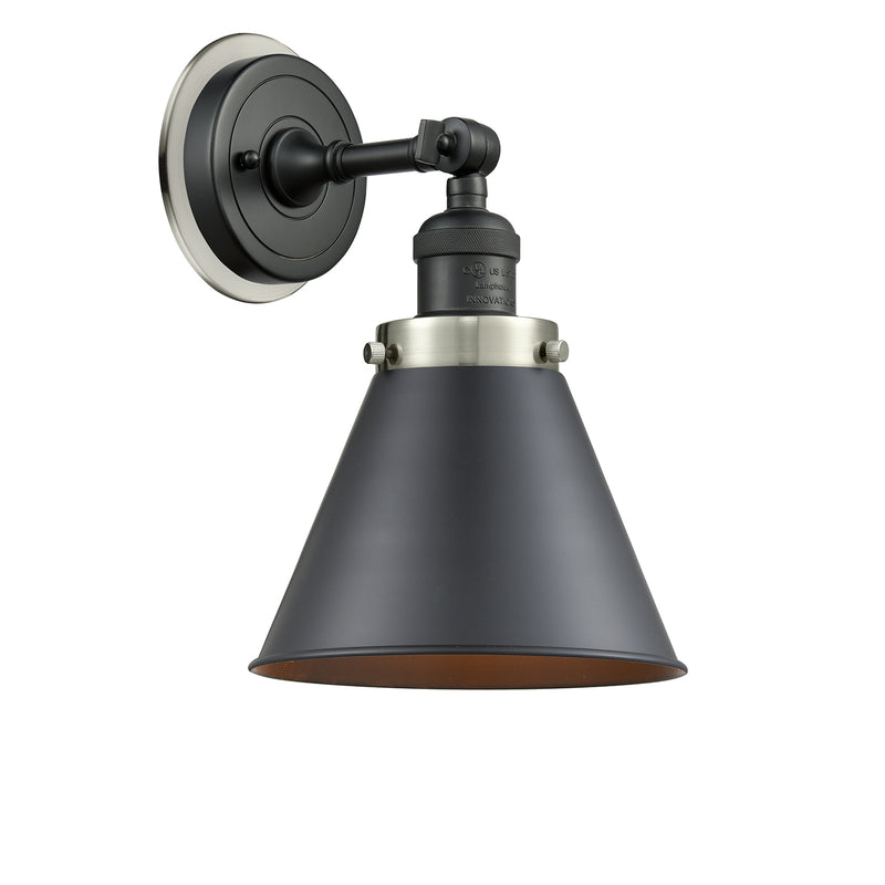 Appalachian Sconce shown in the Matte Black finish with a Matte Black shade
