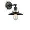 Railroad Sconce shown in the Matte Black finish with a Polished Nickel shade