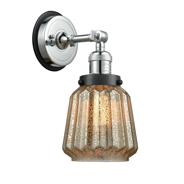 Chatham Sconce shown in the Polished Chrome finish with a Mercury shade