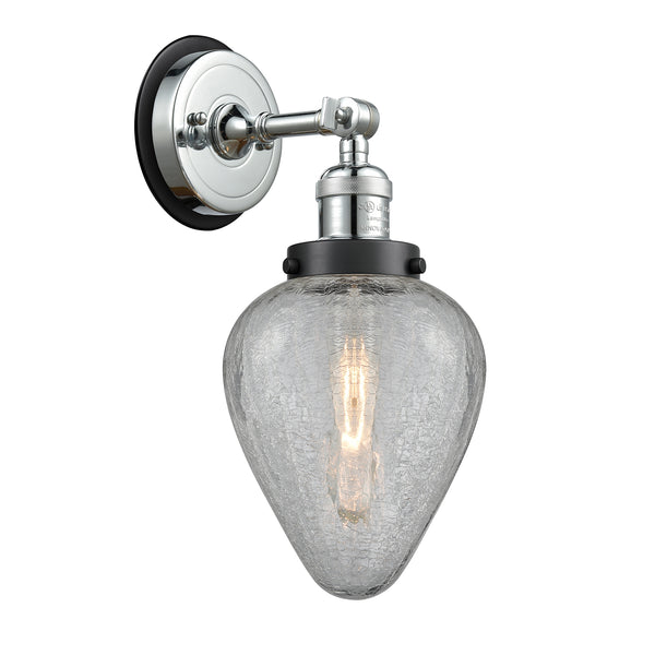 Geneseo Sconce shown in the Polished Chrome finish with a Clear Crackled shade