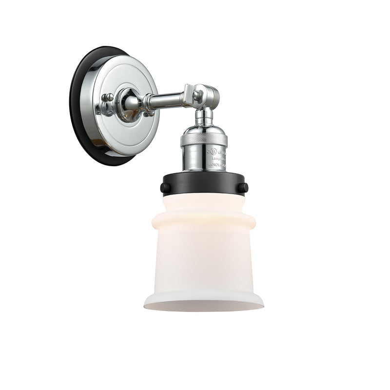Canton Sconce shown in the Polished Chrome finish with a Matte White shade