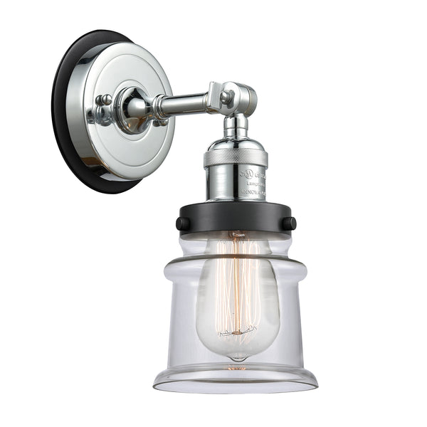 Canton Sconce shown in the Polished Chrome finish with a Clear shade