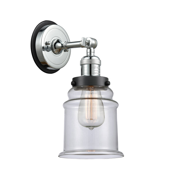 Canton Sconce shown in the Polished Chrome finish with a Clear shade