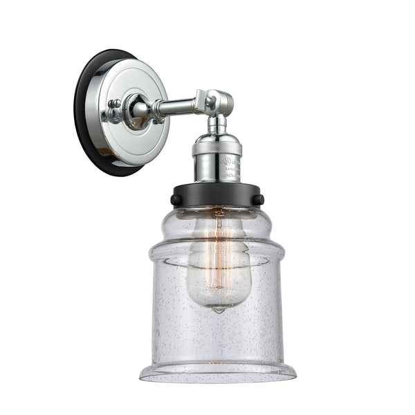 Canton Sconce shown in the Polished Chrome finish with a Seedy shade