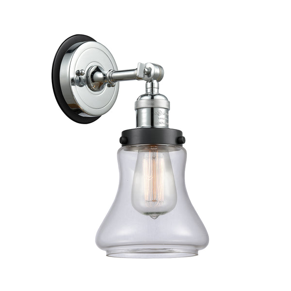 Bellmont Sconce shown in the Polished Chrome finish with a Clear shade