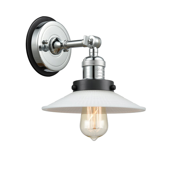 Halophane Sconce shown in the Polished Chrome finish with a Matte White Halophane shade