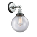Beacon Sconce shown in the Polished Chrome finish with a Clear shade