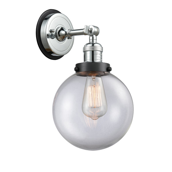 Beacon Sconce shown in the Polished Chrome finish with a Clear shade