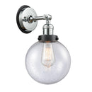 Beacon Sconce shown in the Polished Chrome finish with a Seedy shade