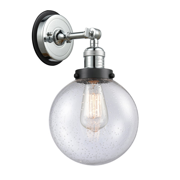 Beacon Sconce shown in the Polished Chrome finish with a Seedy shade
