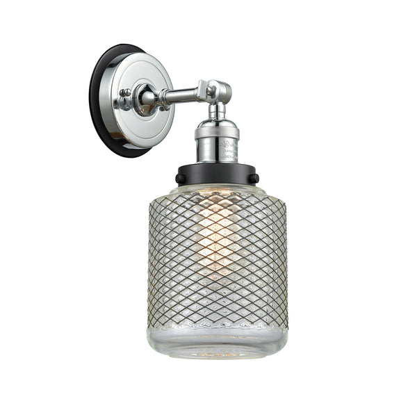 Stanton Sconce shown in the Polished Chrome finish with a Clear Wire Mesh shade