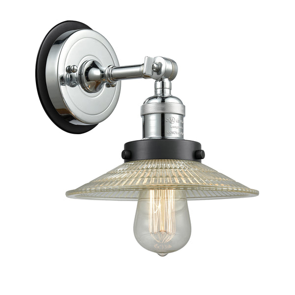Halophane Sconce shown in the Polished Chrome finish with a Clear Halophane shade