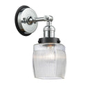 Colton Sconce shown in the Polished Chrome finish with a Clear Halophane shade