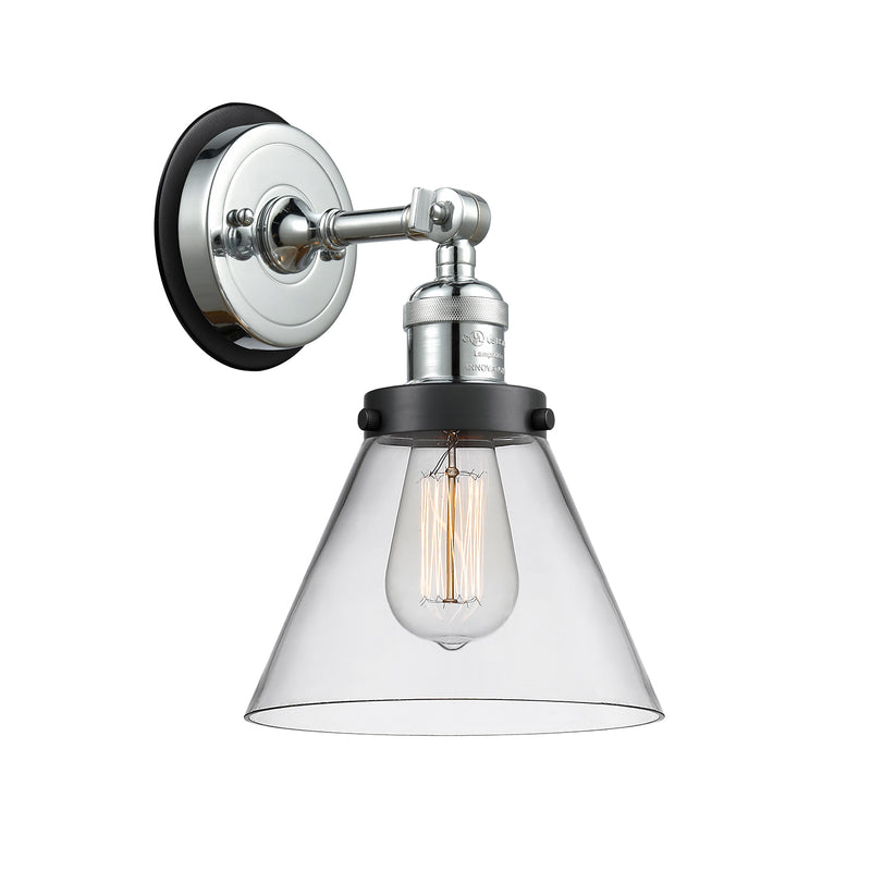 Cone Sconce shown in the Polished Chrome finish with a Clear shade