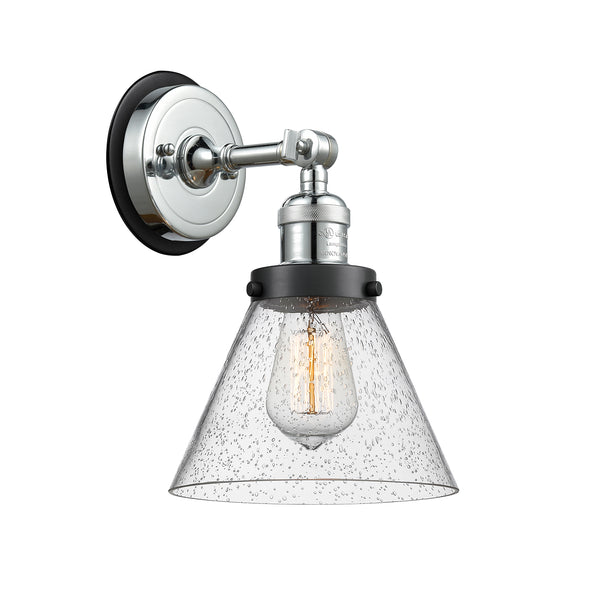 Cone Sconce shown in the Polished Chrome finish with a Seedy shade