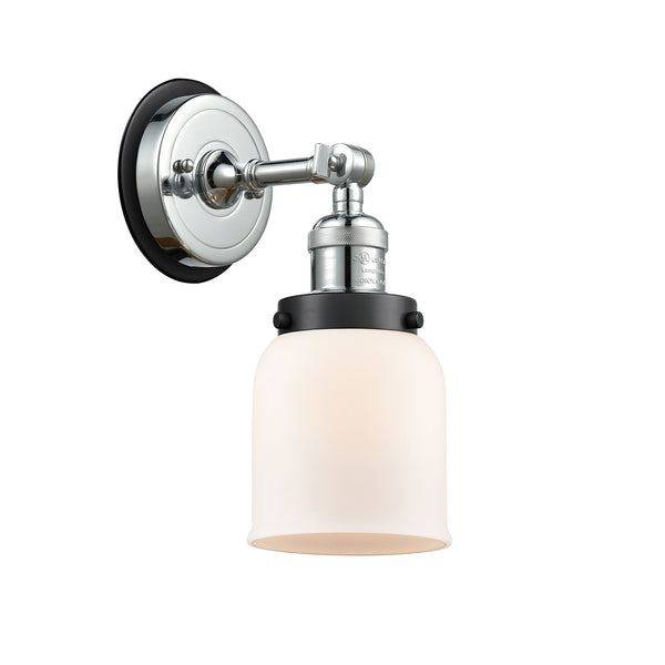 Bell Sconce shown in the Polished Chrome finish with a Matte White shade