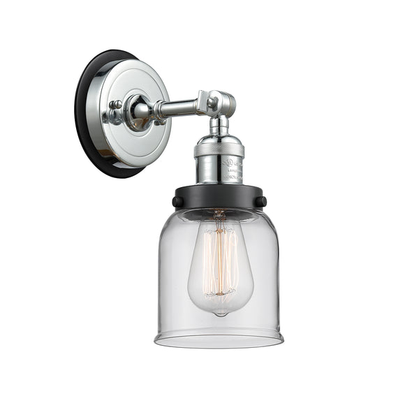 Bell Sconce shown in the Polished Chrome finish with a Clear shade