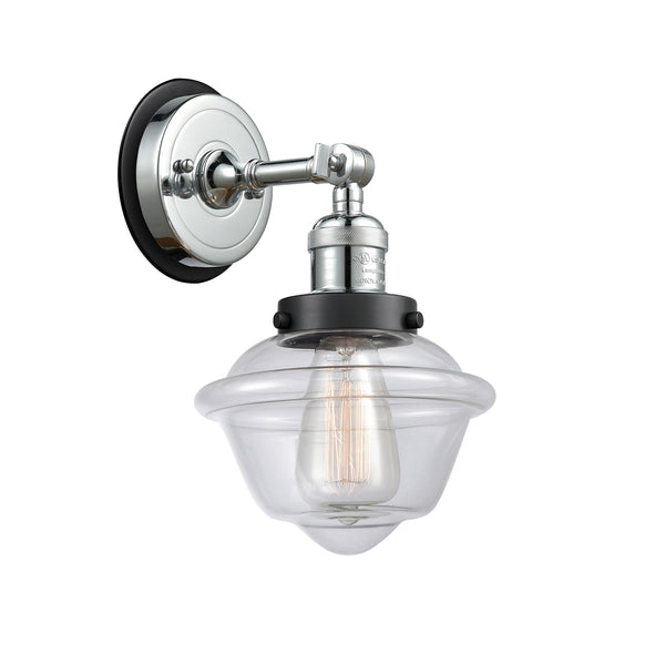 Oxford Sconce shown in the Polished Chrome finish with a Clear shade