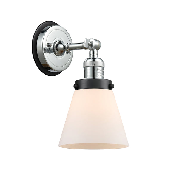 Cone Sconce shown in the Polished Chrome finish with a Matte White shade