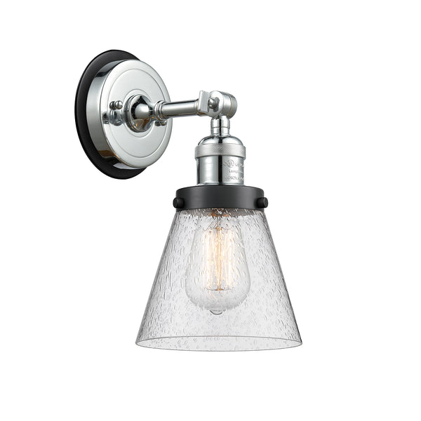 Cone Sconce shown in the Polished Chrome finish with a Seedy shade