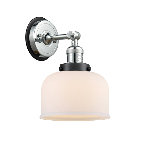 Bell Sconce shown in the Polished Chrome finish with a Matte White shade