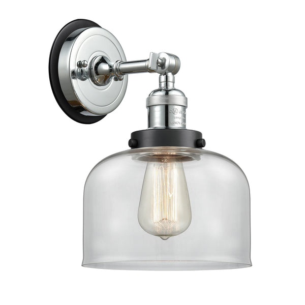 Bell Sconce shown in the Polished Chrome finish with a Clear shade