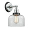 Bell Sconce shown in the Polished Chrome finish with a Clear shade