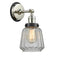 Chatham Sconce shown in the Polished Nickel finish with a Clear shade