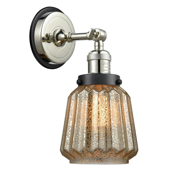 Chatham Sconce shown in the Polished Nickel finish with a Mercury shade