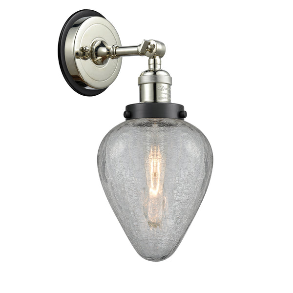 Geneseo Sconce shown in the Polished Nickel finish with a Clear Crackled shade
