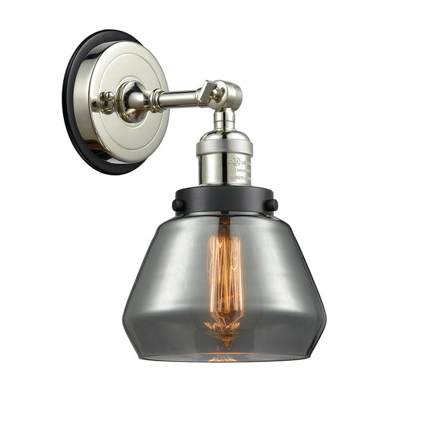 Fulton Sconce shown in the Polished Nickel finish with a Plated Smoke shade