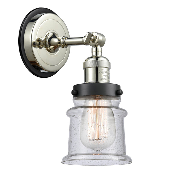 Canton Sconce shown in the Polished Nickel finish with a Seedy shade