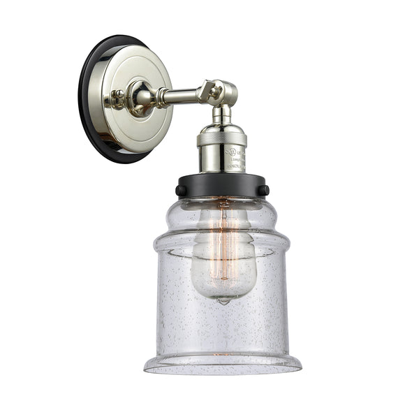 Canton Sconce shown in the Polished Nickel finish with a Seedy shade