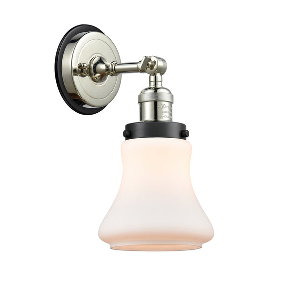 Bellmont Sconce shown in the Polished Nickel finish with a Matte White shade