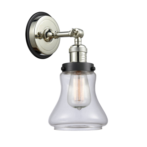 Bellmont Sconce shown in the Polished Nickel finish with a Clear shade