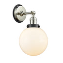 Beacon Sconce shown in the Polished Nickel finish with a Matte White shade
