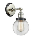 Beacon Sconce shown in the Polished Nickel finish with a Clear shade