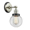 Beacon Sconce shown in the Polished Nickel finish with a Clear shade