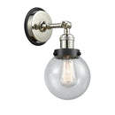 Beacon Sconce shown in the Polished Nickel finish with a Seedy shade