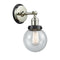 Beacon Sconce shown in the Polished Nickel finish with a Seedy shade