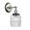 Colton Sconce shown in the Polished Nickel finish with a Clear Halophane shade