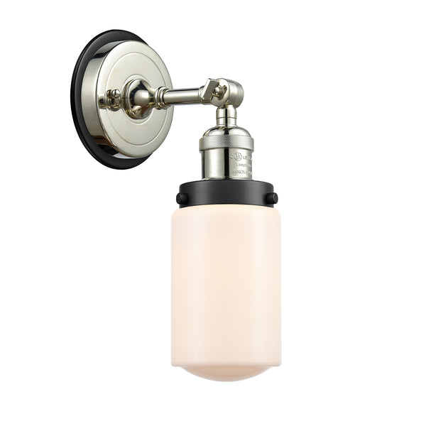 Dover Sconce shown in the Polished Nickel finish with a Matte White shade