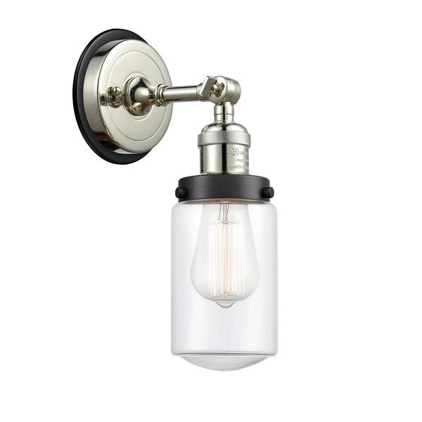 Dover Sconce shown in the Polished Nickel finish with a Clear shade