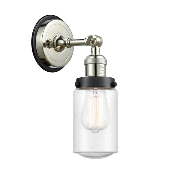 Dover Sconce shown in the Polished Nickel finish with a Seedy shade
