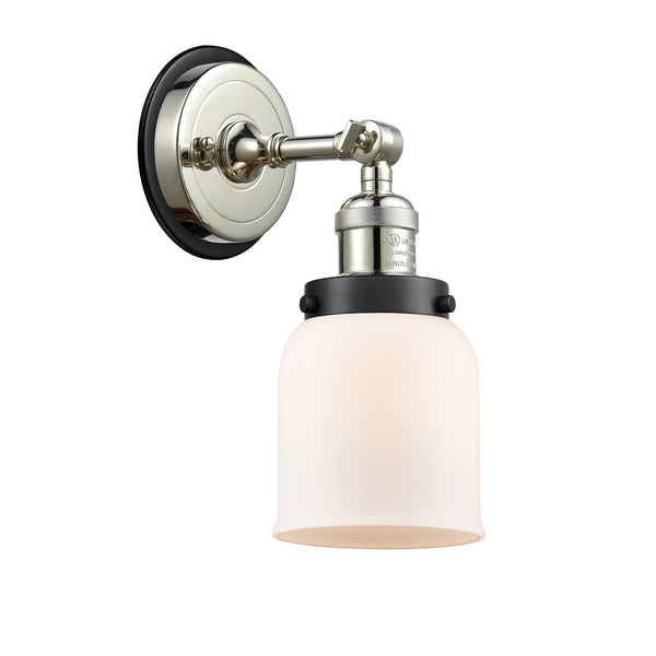Bell Sconce shown in the Polished Nickel finish with a Matte White shade