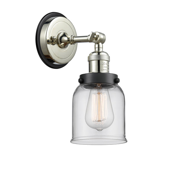 Bell Sconce shown in the Polished Nickel finish with a Clear shade