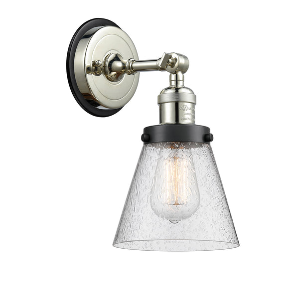 Cone Sconce shown in the Polished Nickel finish with a Seedy shade
