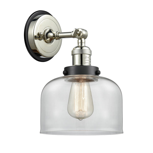Bell Sconce shown in the Polished Nickel finish with a Clear shade