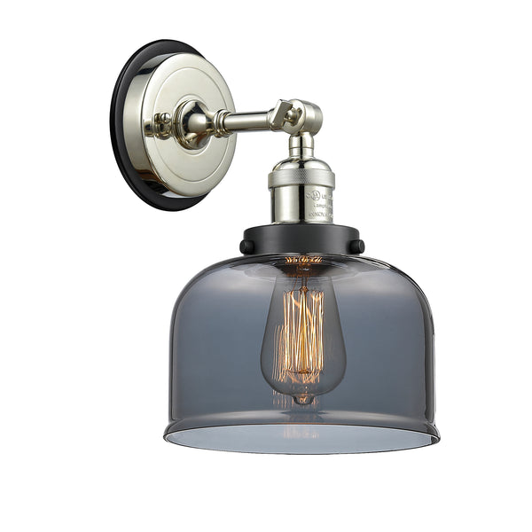 Bell Sconce shown in the Polished Nickel finish with a Plated Smoke shade