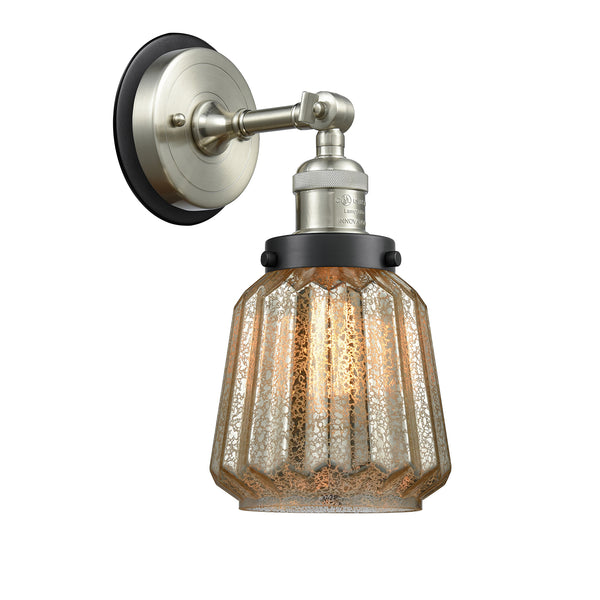 Chatham Sconce shown in the Brushed Satin Nickel finish with a Mercury shade